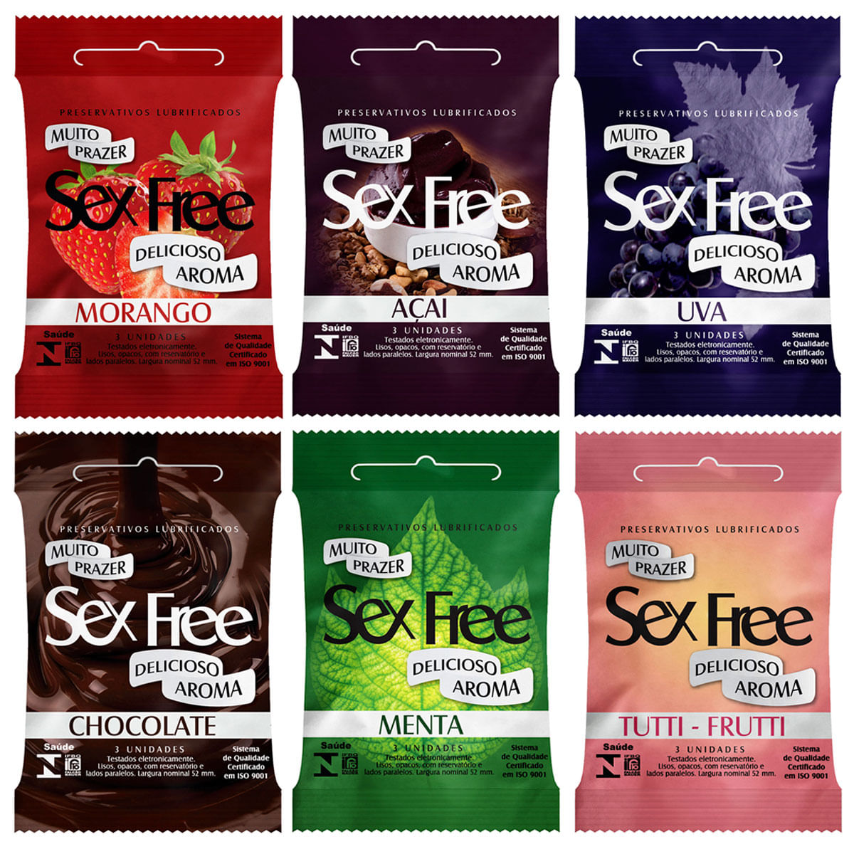 Preservativos Lubrificados Aromáticos Com 3 Unidades Sex Free Chocolate Miess 6703